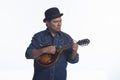 Man playing mandolin, horizontal Royalty Free Stock Photo