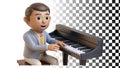 Man playing piano, pianist, musician, music performance, keyboard player png transparent image Generative AI
