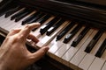 Man playing the piano. Man's hand playing chords on the piano