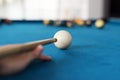 Man playing pool by himself Royalty Free Stock Photo