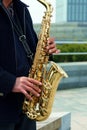 man playing saxphone Royalty Free Stock Photo