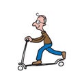 Man playing scooter cartoon drawing 2