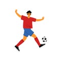 Man Playing Soccer, Male Professional Athlete Character in Sports Uniform Running with Ball, Active Healthy Lifestyle