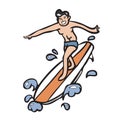 Man playing surf board Royalty Free Stock Photo