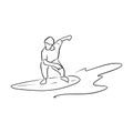 man playing surfboard on the wave vector illustration sketch doodle hand drawn with black lines isolated on white background Royalty Free Stock Photo
