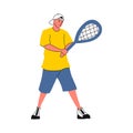 Man playing tennis. illustration in a flat style, isolated on a white background.Sports concept. the boy hits the ball.for posters Royalty Free Stock Photo