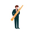 Man Playing Traditional Bassoon, Musician Playing Woodwind Instrument Vector Illustration Royalty Free Stock Photo