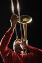 Man Playing Trombone low angle view Royalty Free Stock Photo