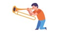 Man playing trombone, symbolizing brass music and classic performance, vector design Generative AI Royalty Free Stock Photo