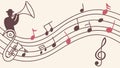 Man Playing Trumpet with Flowing Musical Notes, vector design Generative AI Royalty Free Stock Photo