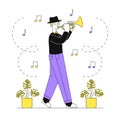 Man playing trumpet vector simple Royalty Free Stock Photo