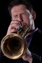 Man playing on trumpet Royalty Free Stock Photo