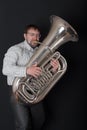 Man playing a tuba Royalty Free Stock Photo