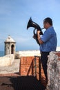 Man playing tuba at Cartagena de Indias