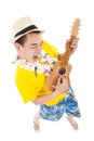 Man playing ukulele and singing Royalty Free Stock Photo