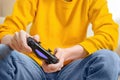 Man Playing Video Game With Controller Royalty Free Stock Photo