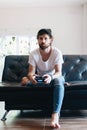 A man playing video games Royalty Free Stock Photo