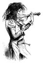 Man Playing Violin, vintage illustration