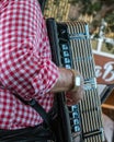 Man plays accordion at German beer festival