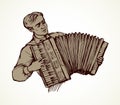 A man plays the accordion. Vector drawing