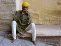 A man plays a flute inside the Mehrangarh Fort in the blue city of Jodhpur, India