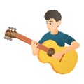 Man plays on guitar icon, flat style Royalty Free Stock Photo
