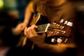 Man plays guitar playing guitar guitar and strings guitar chords Royalty Free Stock Photo