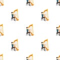 Man plays on harp pattern seamless vector