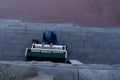 A man plays the piano. Street music on the piano