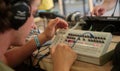 Man using music synthesizer system at sonar festival