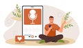 Man with podcast vector