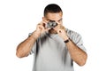 Man and Point and Shoot Camera Royalty Free Stock Photo