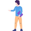 Man pointing hand aside vector icon isolated