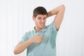 Man Pointing To A Sweat Armpit Royalty Free Stock Photo