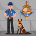 Man in Police Uniform with brown German Shepherd