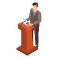 Man at political debate icon, isometric style Royalty Free Stock Photo