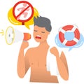 Man pool rescuer icon aqua park lifeguard vector