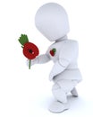 Man with poppy in rememberance