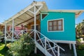 Man at the porch of beach house in the peruvian coast at Piura P Royalty Free Stock Photo