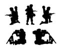 Man-portable anti-tank missile system. Soldiers silhouettes set