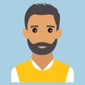 Man portrait. Beard. Modern avatar. Flat design vector illustration.