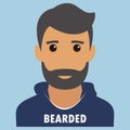 Man portrait. Beard. Modern avatar. Flat design vector illustration.