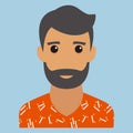 Man portrait. Beard. Modern avatar. Flat design vector illustration.