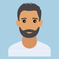 Man portrait. Beard. Modern avatar. Flat design vector illustration.