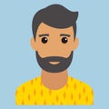 Man portrait. Beard. Modern avatar. Flat design vector illustration.