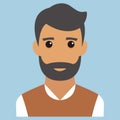 Man portrait. Beard. Modern avatar. Flat design vector