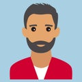 Man portrait. Beard. Modern avatar. Flat design vector