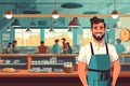 man portrait crossed standing chef caucasian kitchen food service restaurant apron. Generative AI.