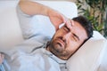 Man portrait feeling migraine and head pain Royalty Free Stock Photo