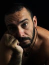 Man portrait lit from one side only Royalty Free Stock Photo